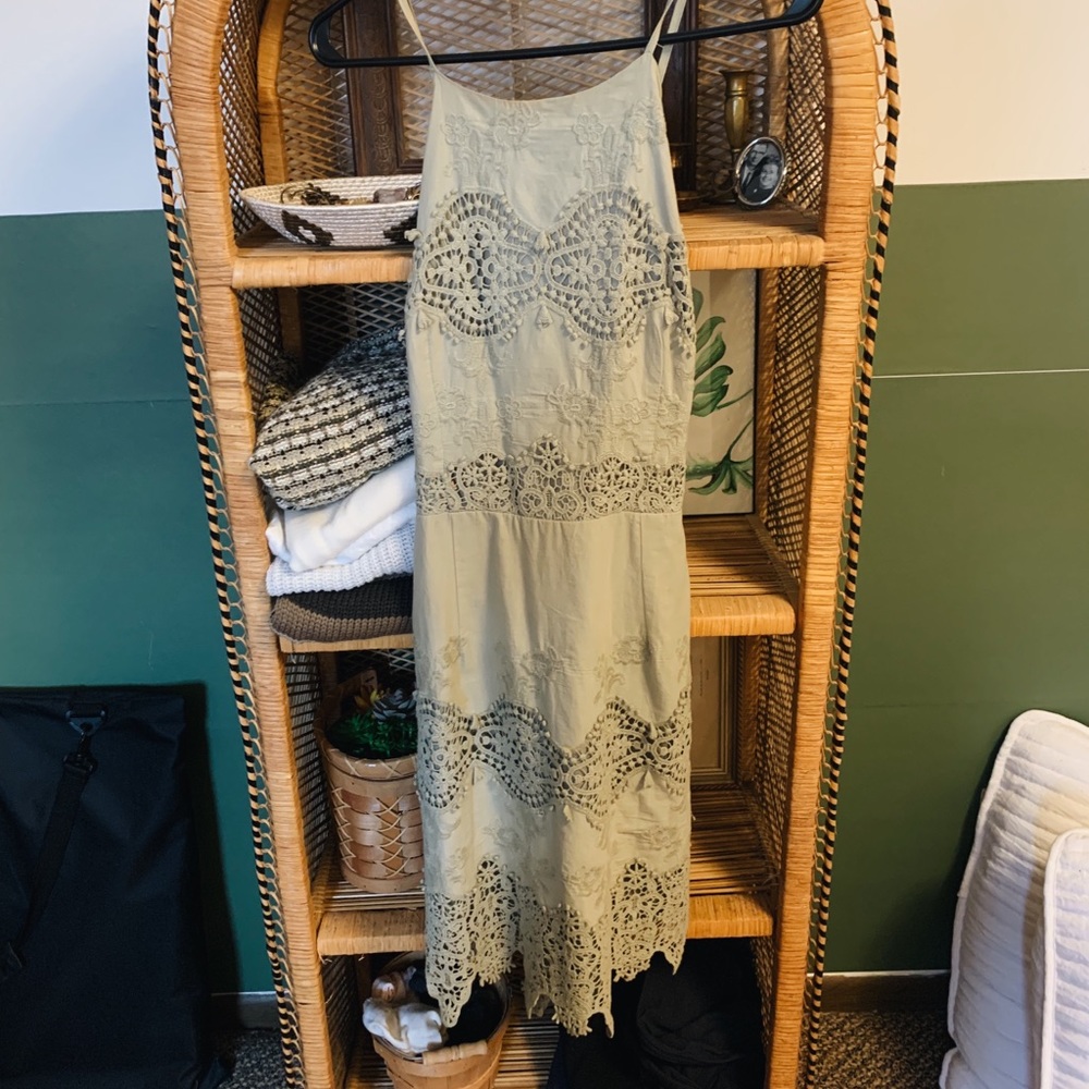 Altar’d State Lace Sage Green Strap Dress